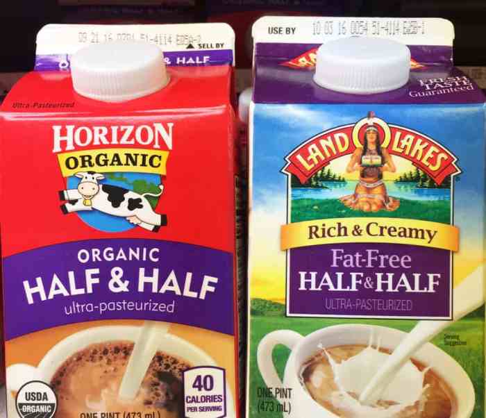 Half and half nutrition facts